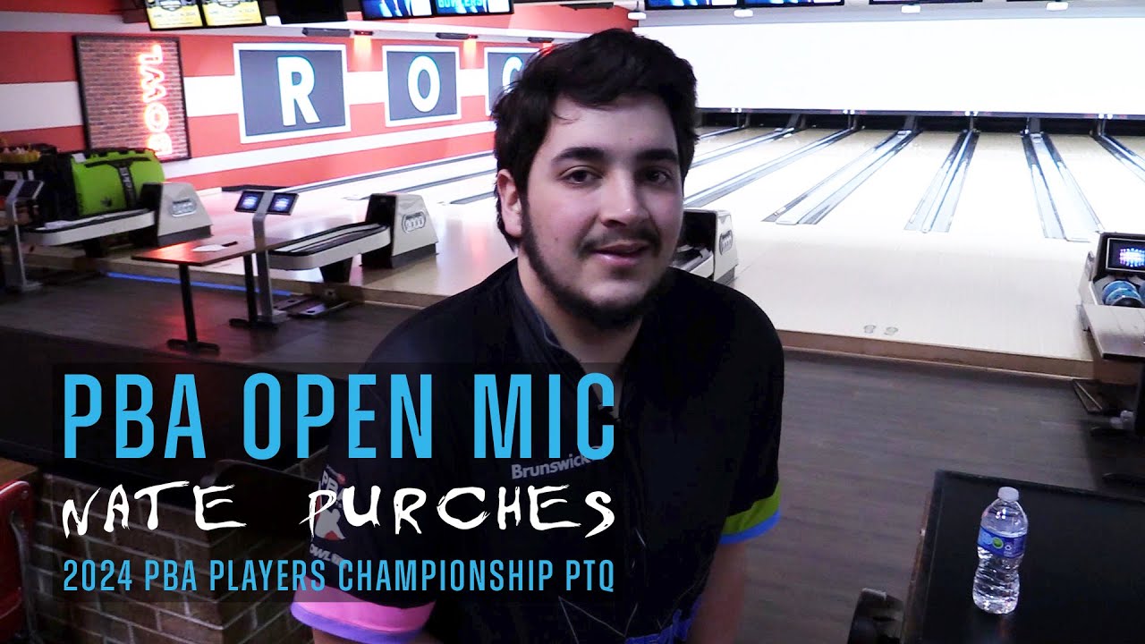 PBA Open Mic | Nate Purches wears a microphone during the 2024 PBA Players Championship PTQ