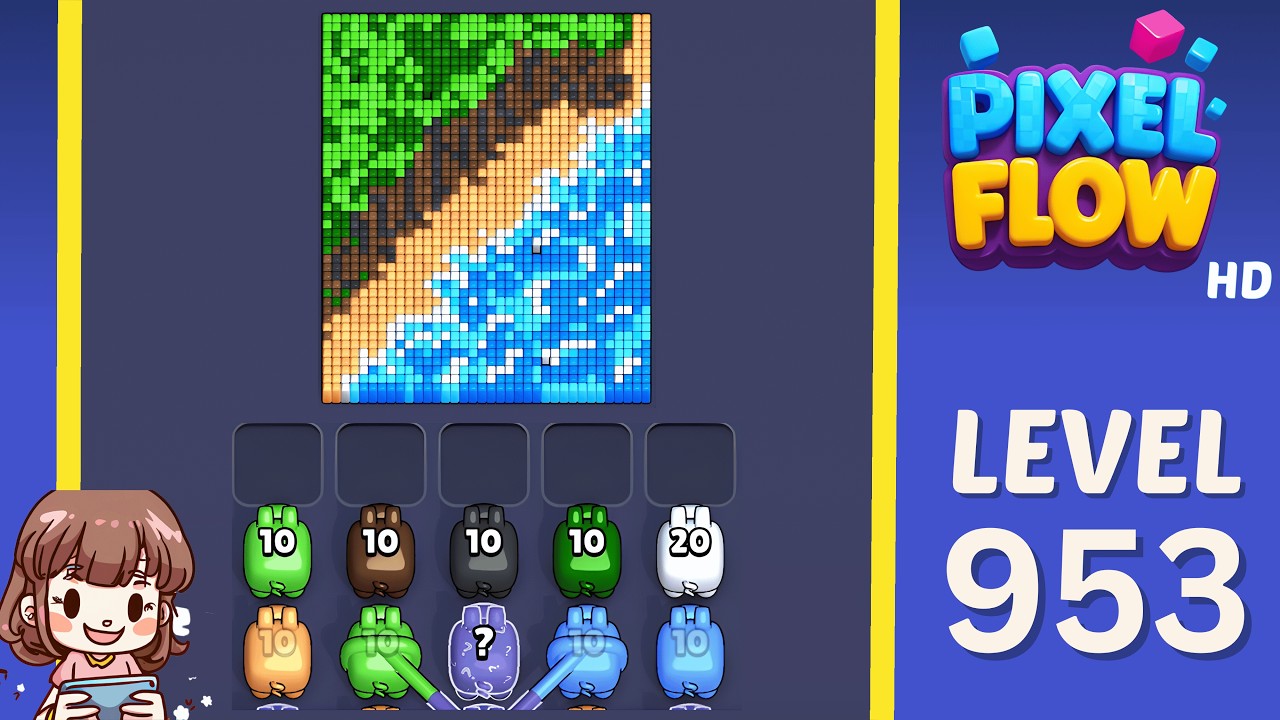 Pixel Flow Level 953 Solution Walkthrough