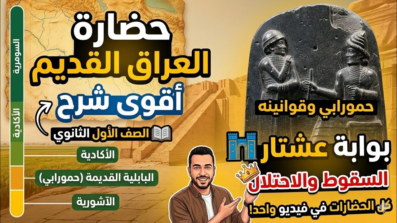 اقوي شرح حضاره بلاد العراق القديم # تاريخ الصف الاول الثانوي الترم الثاني 
