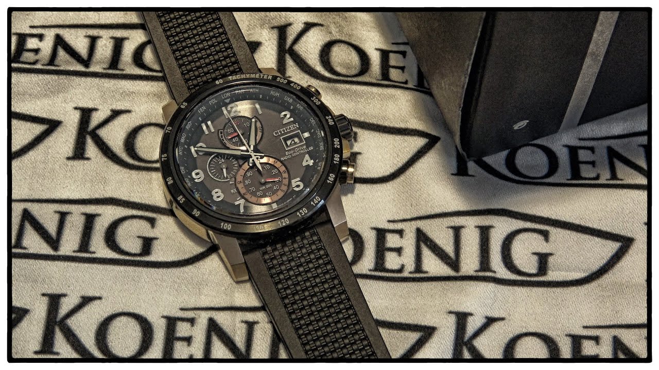 Citizen AT8126-02E (Rosegold/Schwarz) Eco-Drive Funkuhr (H800) mit einem 22 mm TFG Rubber Strap TOP!