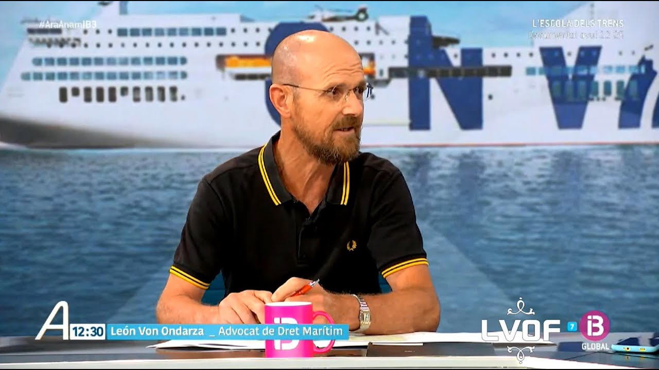 León von Ondarza, como abogado experto en Derecho marítimo, en IB3 sobre el incendio del 