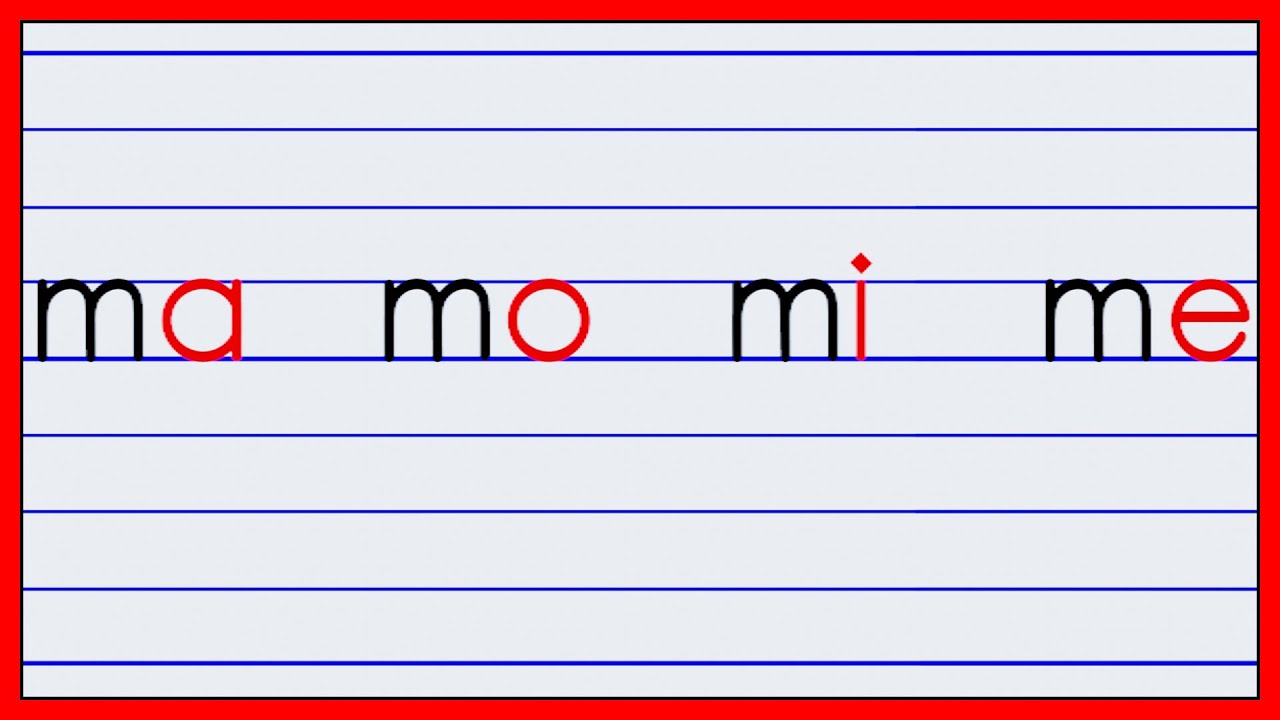 les syllabes en français avec la lettre m minuscule en écriture script
