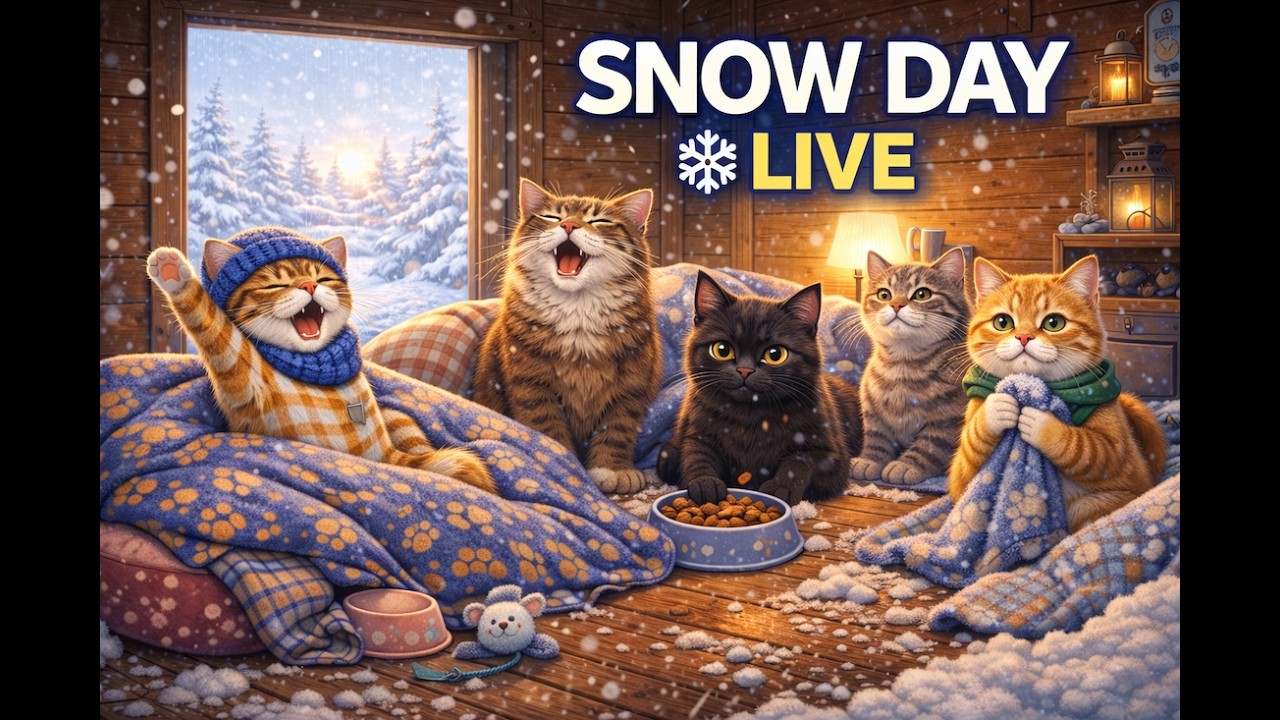 LIVE ❄️ Snow Falling in the Catskills | Cozy Paw Crew Morning Cam 🐾