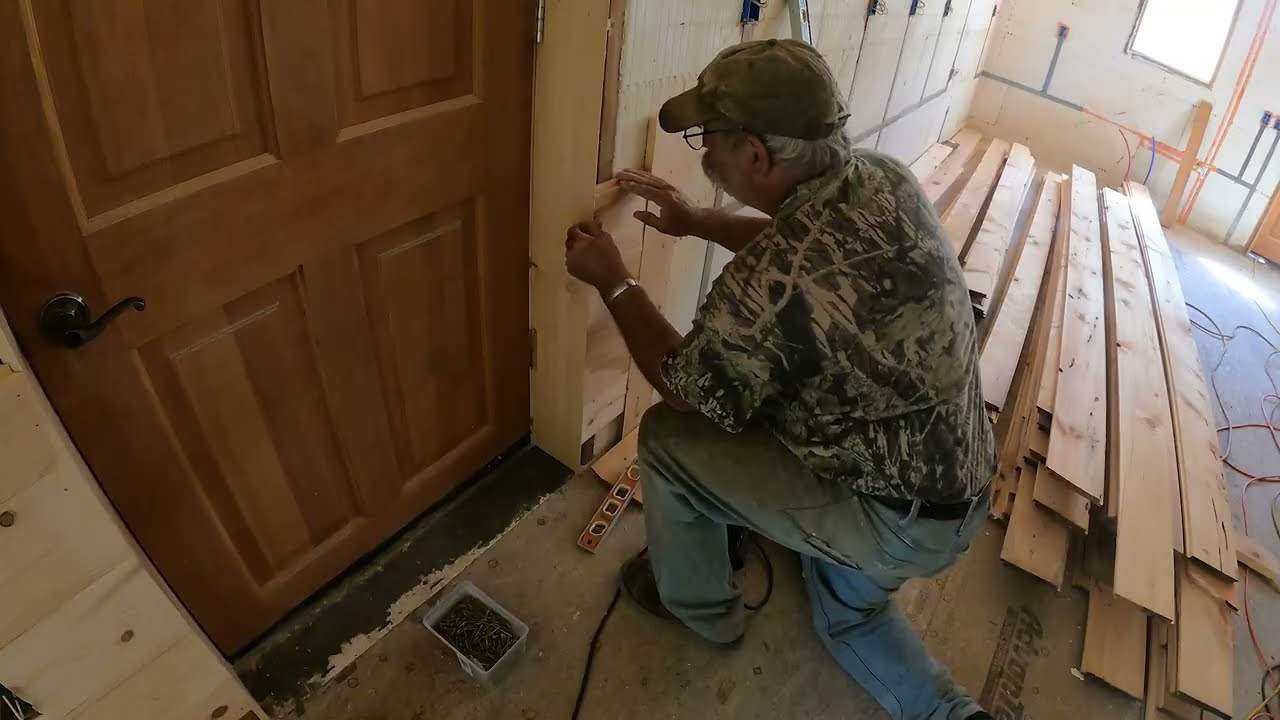No trim ship lap wood paneling for the main room in my ICF house