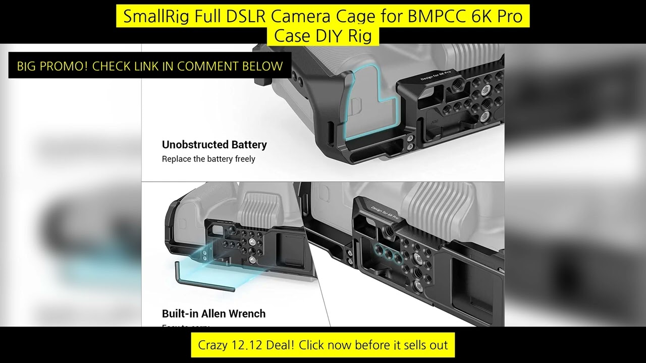 Smallrig Full Dslr Camera Cage For Bmpcc 6K Pro Case Diy Rig For Blackmagic