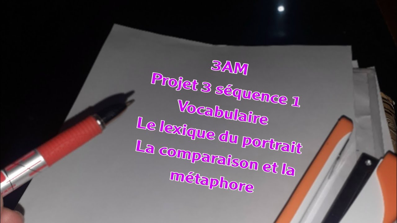 3AM Projet 3 séquence 1 vocabulaire le lexique du portrait la comparaison et la métaphore