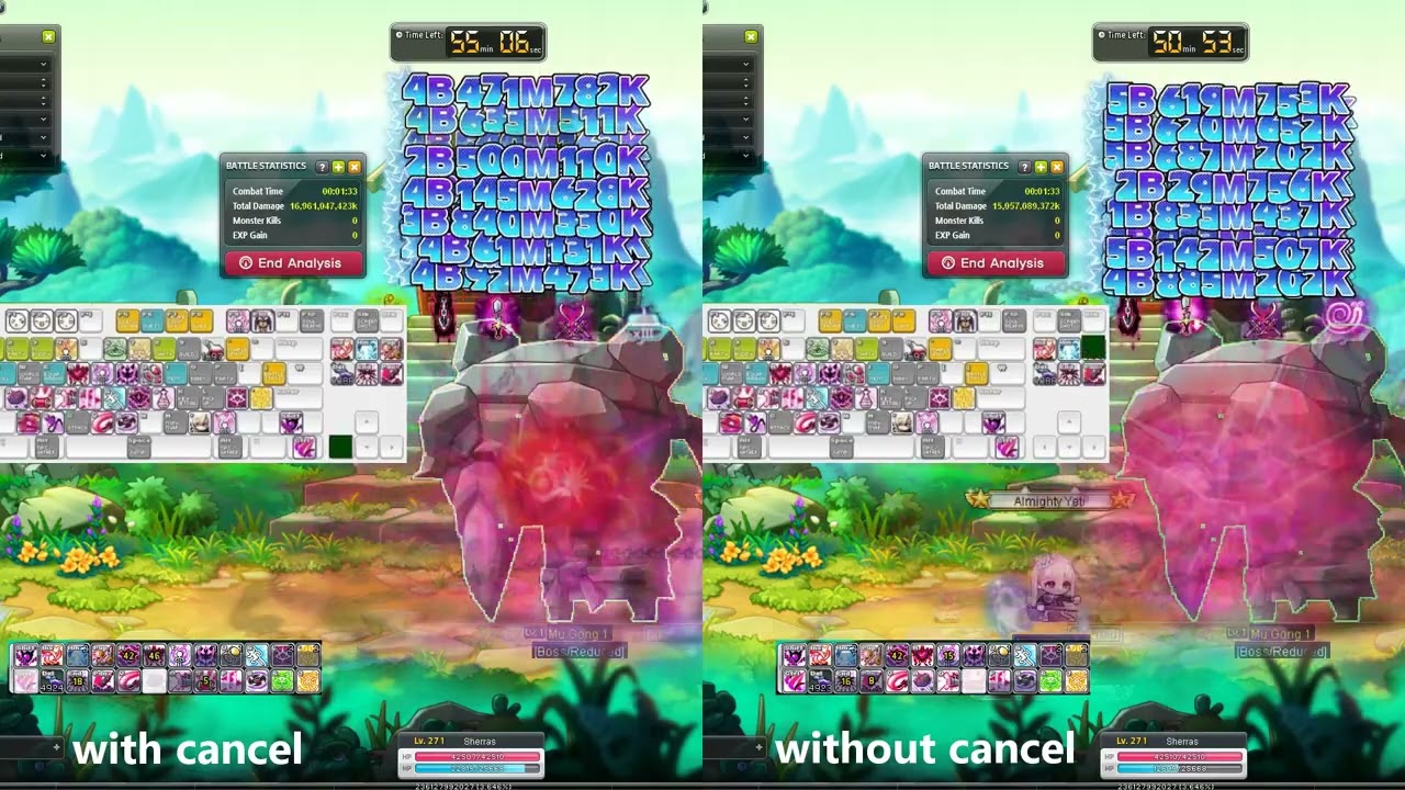 Maplestory Cadena Animation Cancel DPM Comparison