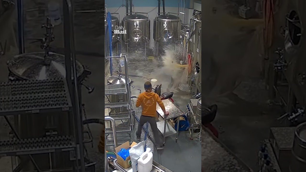 Brewery worker knocked off his feet after beer tank valve explosion