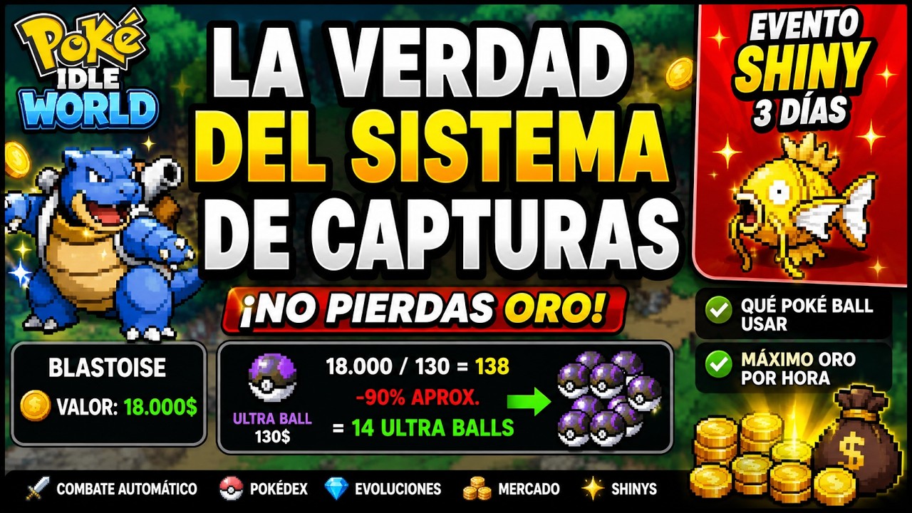 🔥 La VERDAD del Sistema de Capturas en Poke Idle World | Gana M&aacute;s Oro y No Pierdas Pok&eacute; Balls
