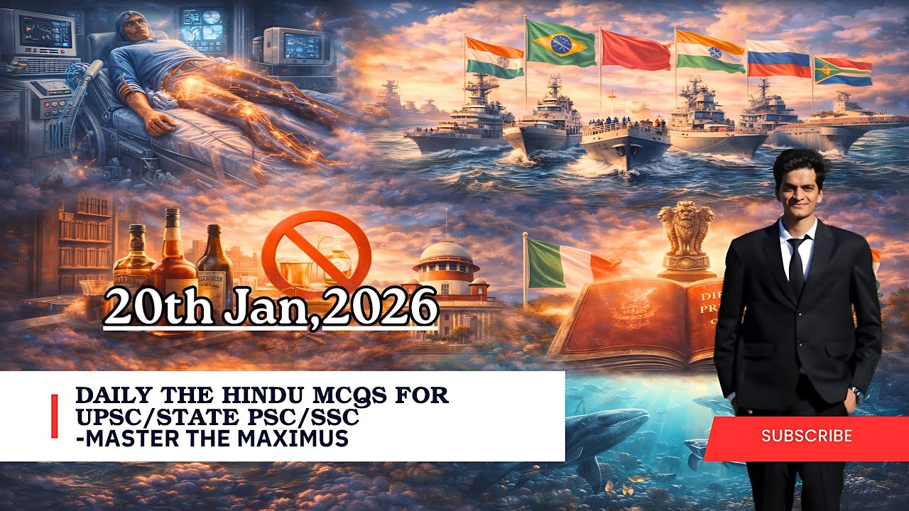The Hindu Daily MCQs for UPSC/State PSCs/SSC -20th Jan,2026 | DNA Current Affairs Quiz #upsc2026