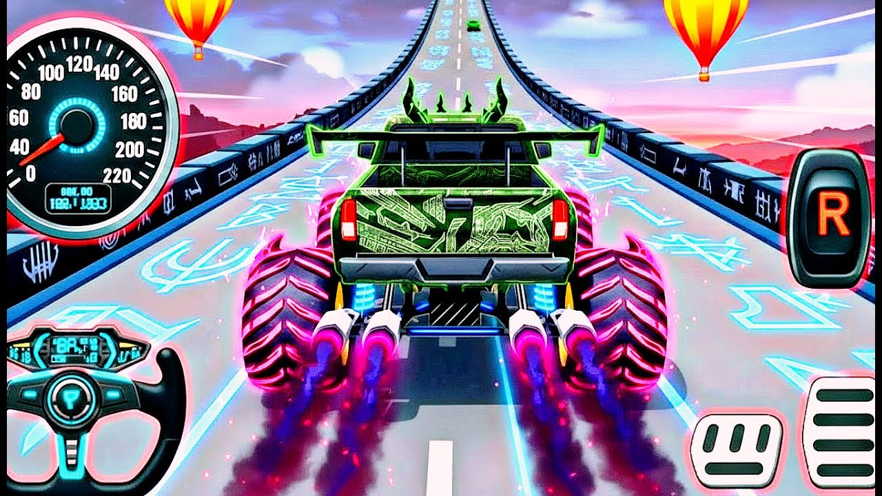 Mega Ramp Monster Car Racing 3D - Extreme Car Stunts -Android Gamepla #MegaRamp #3DGames #CarRacing