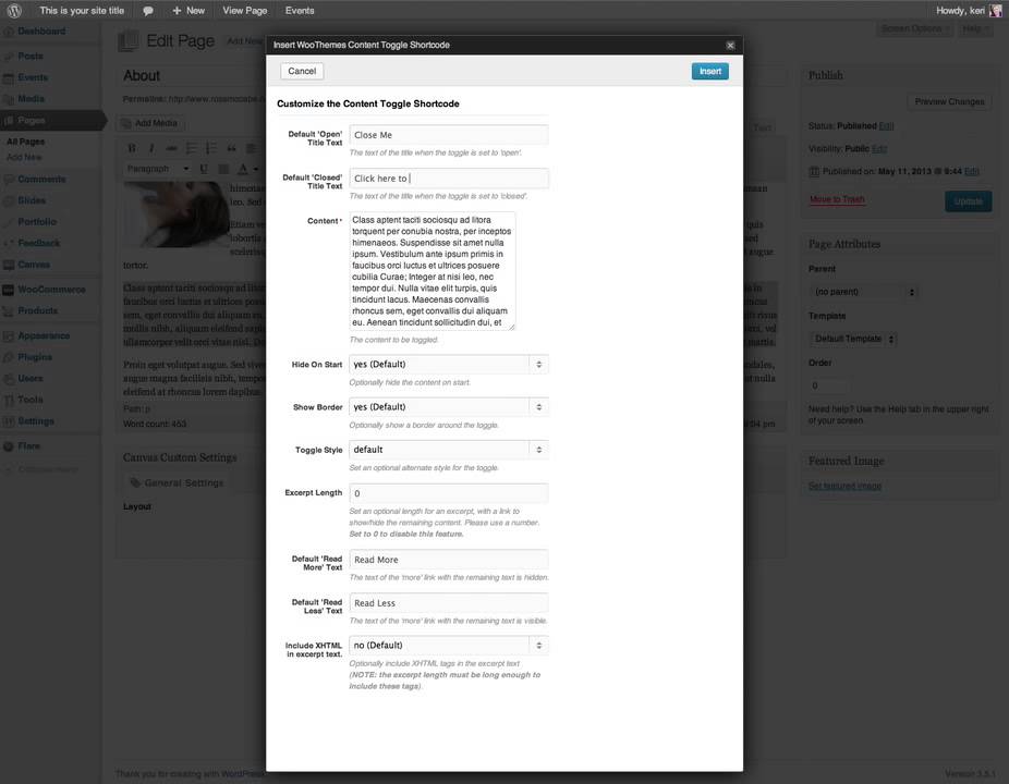 Wordpress: How to add a content toggle