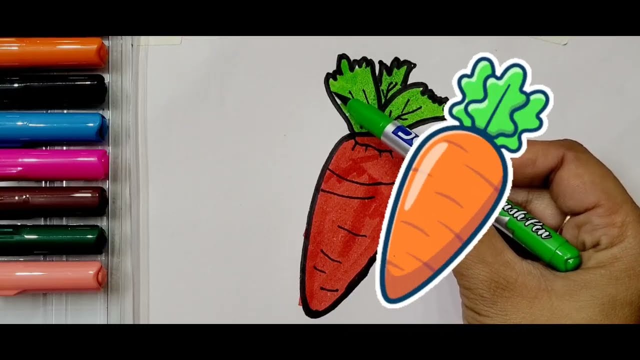 How to draw a Carrot 🥕 Drawing | Easy Step by Step Carrot drawing | Carrot drawing | Rabbit & Carrot