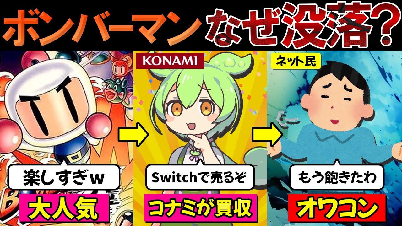 【実話】コナミに買われたボンバーマン悲劇の末路…国民的パーティーゲームは何故没落したのか？【ずんだもん＆ゆっくり解説】