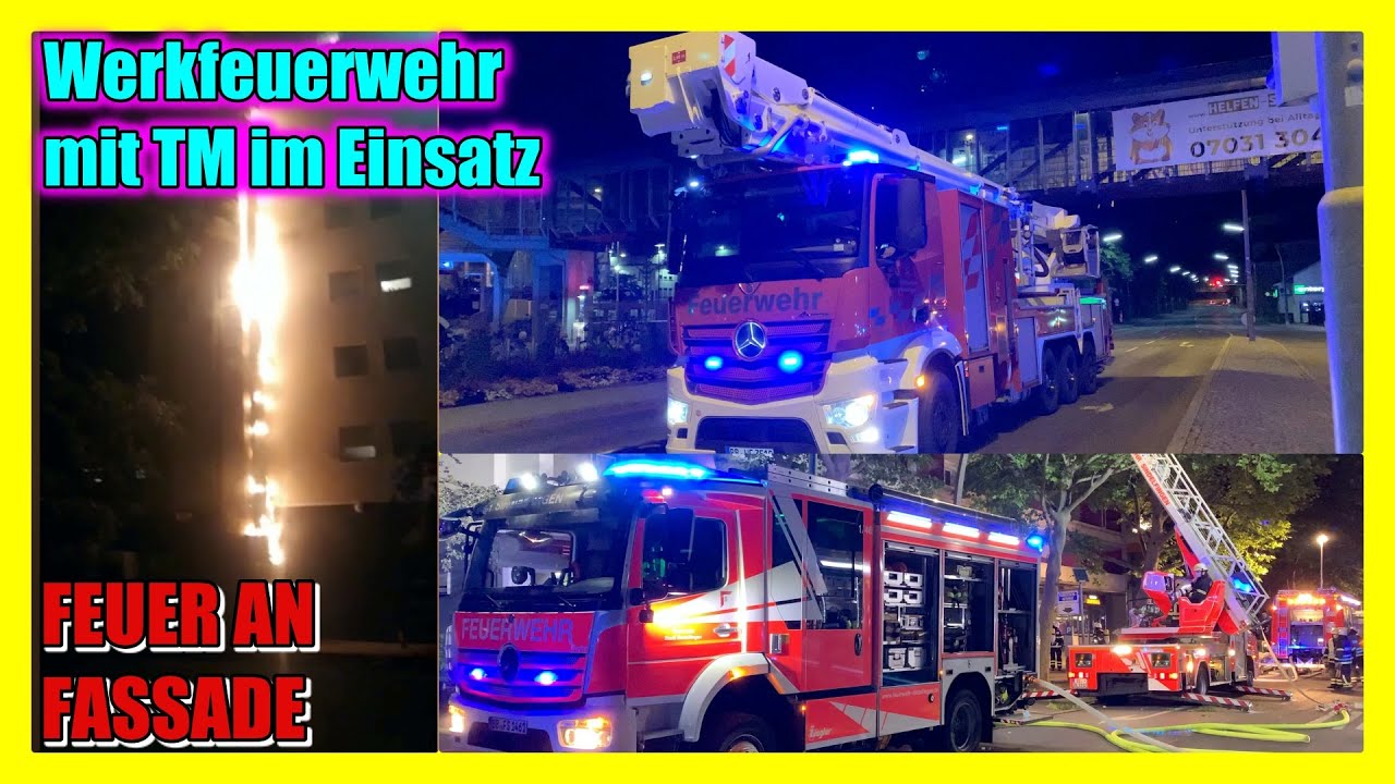 🔥🔥 STICHFLAMMEN am  HOCHHAUS 🔥🔥 🚒 MERCEDES WERKFEUERWEHR 🚒 UNTERSTÜTZT MIT TM DIE FW SINDELFINGEN [E