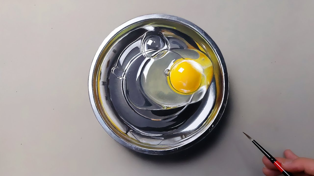 사실적인 달걀 그림 그리기 / 접시 위의 달걀 극사실주의[Realistic egg painting]