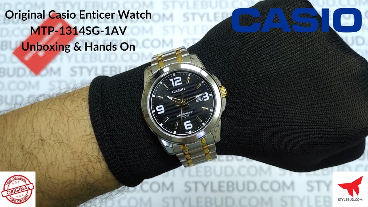 WW0459 Casio Enticer Date Chain Watch MTP-1314SG-1AV Unboxing & Hands On