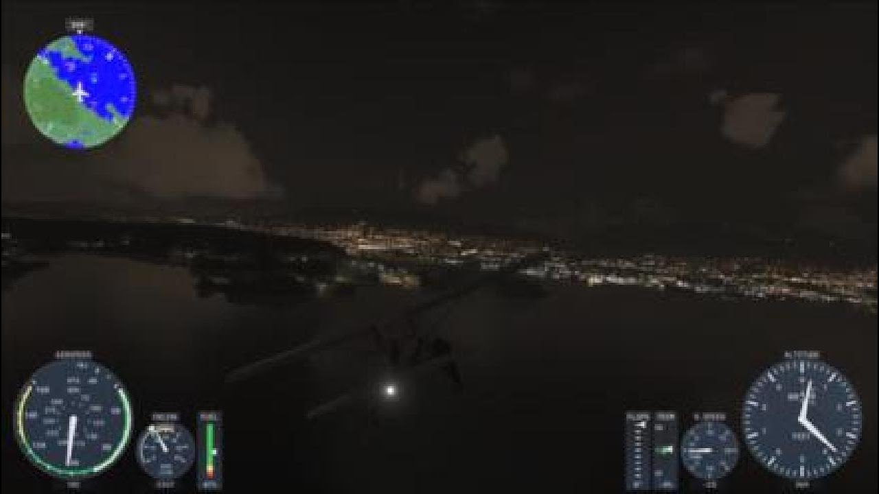 Flight Sim - Vancouver Flyover Night
