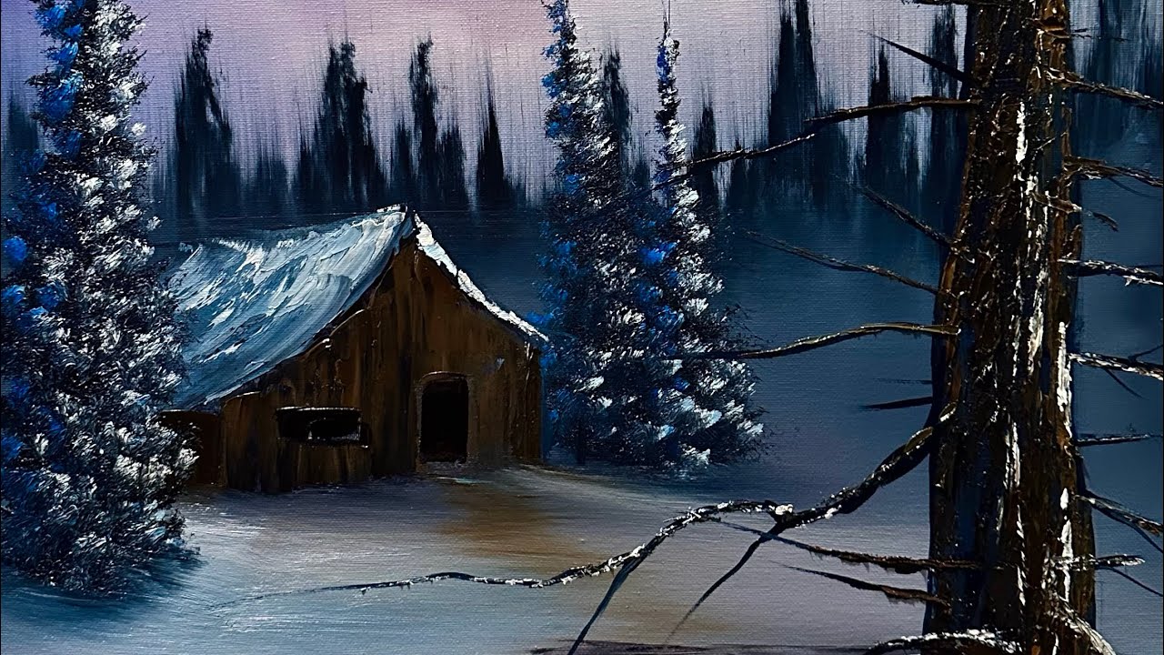 Winter Cabin Landscape Oil Painting Tutorial with PaintWithJosh