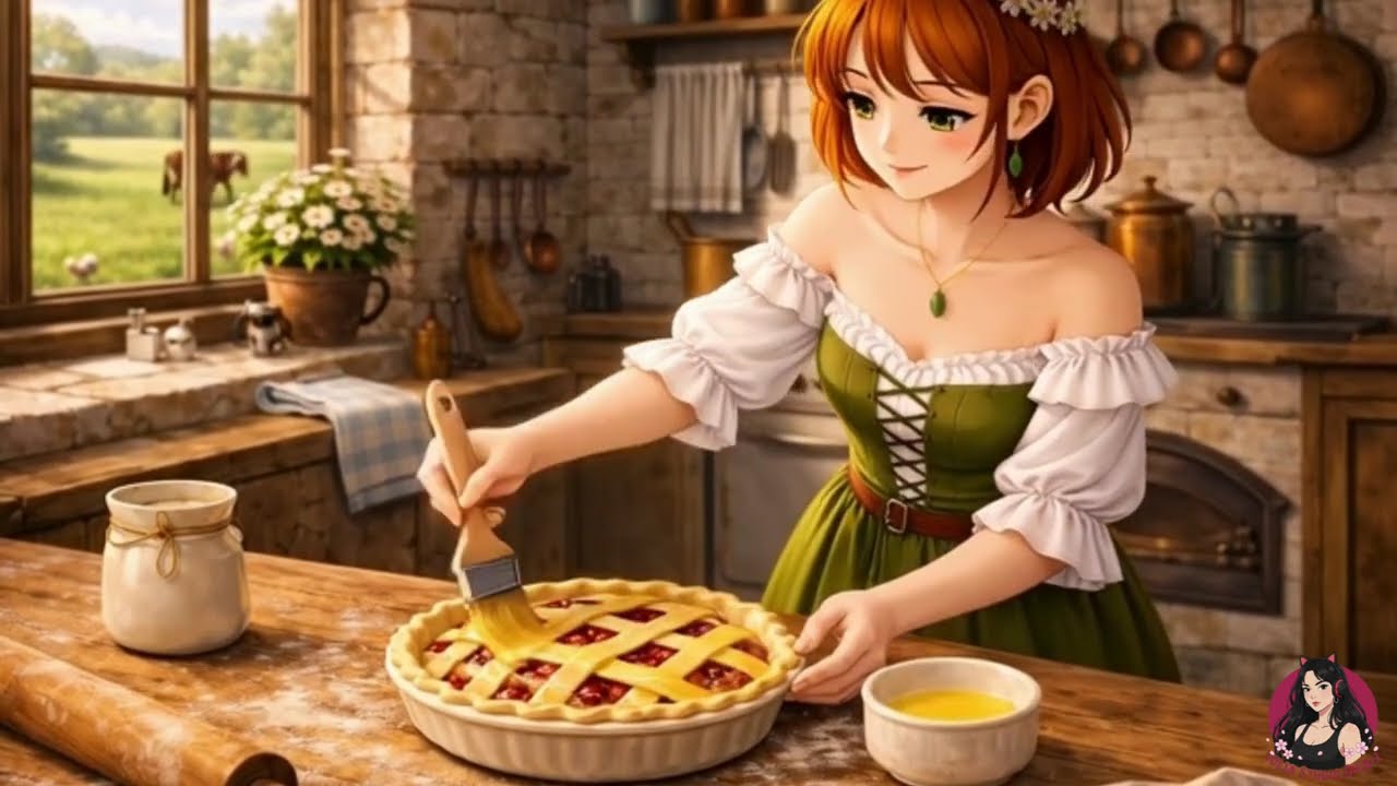 Slow Living in the Countryside | Baking Strawberry Pie | Relaxing Ghibli Style