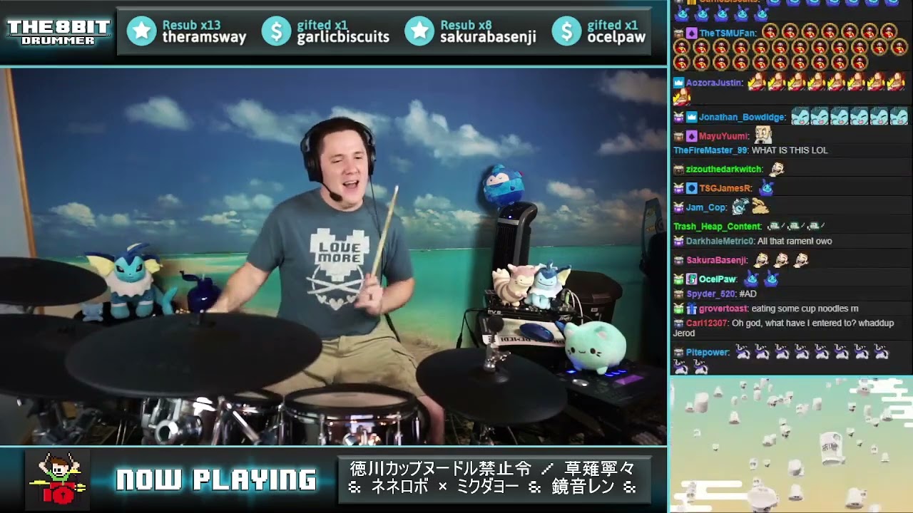 The8BitDrummer plays 徳川カップヌードル禁止令(The Tokugawa Ban on Cup Noodles)/草薙寧々&ネネロボ × ミクダヨー & 鏡音レン & KAITO