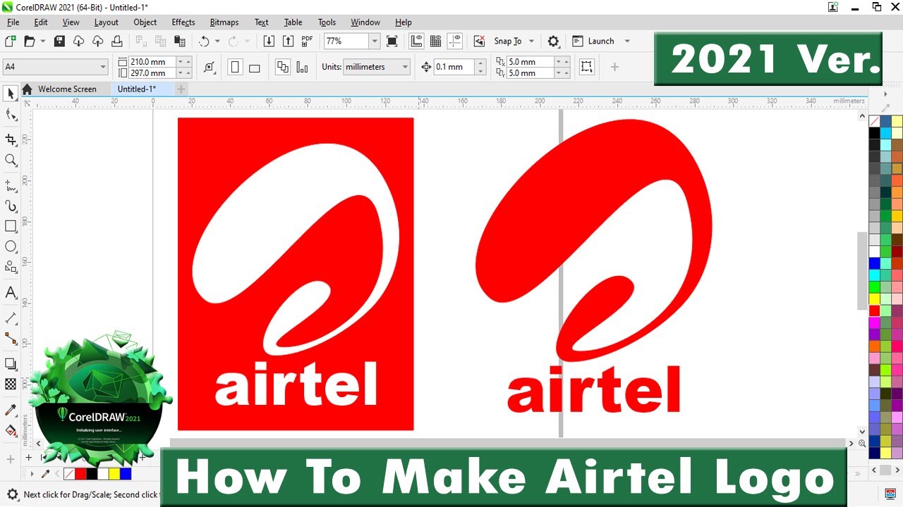 Airtel logo CorelDraw2021 Tutorial in Hindi - Logo Designing Tutorial How To Make Logo In Corel Draw