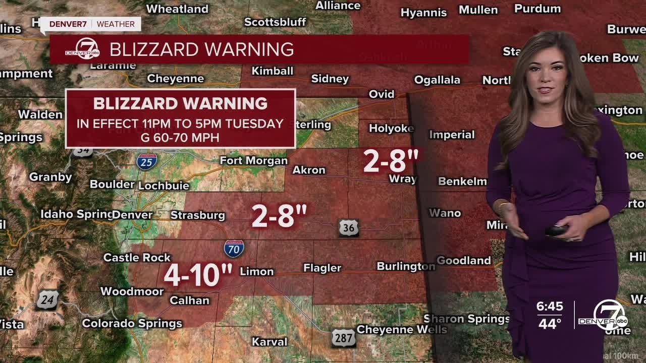Powerful 60+ mph winds, heavy snow on Palmer Divide, E. CO Tuesday