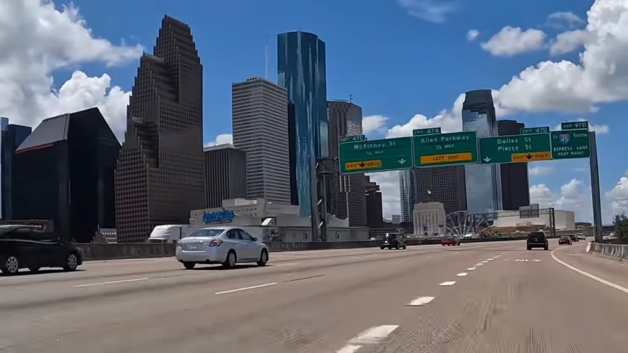 Driving Downtown Houston Texas 4K