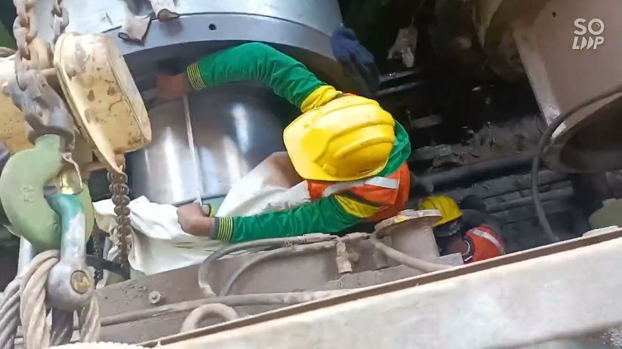 Roller press gear box fixing work