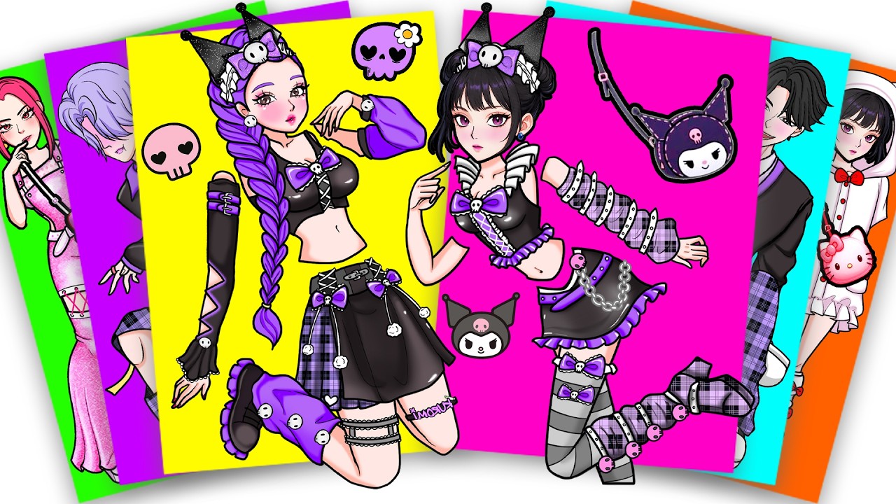 HUNTRIX RUMI and ZOEY is SANRIO GIRLS, Cosplay RUROMI - KPOP DEMON HUNTERS | Sticker Book DIY