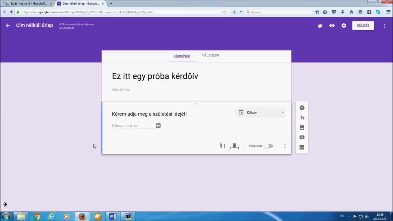 TANFOLYAM - Google Űrlap új verzió haladó - Google Forms