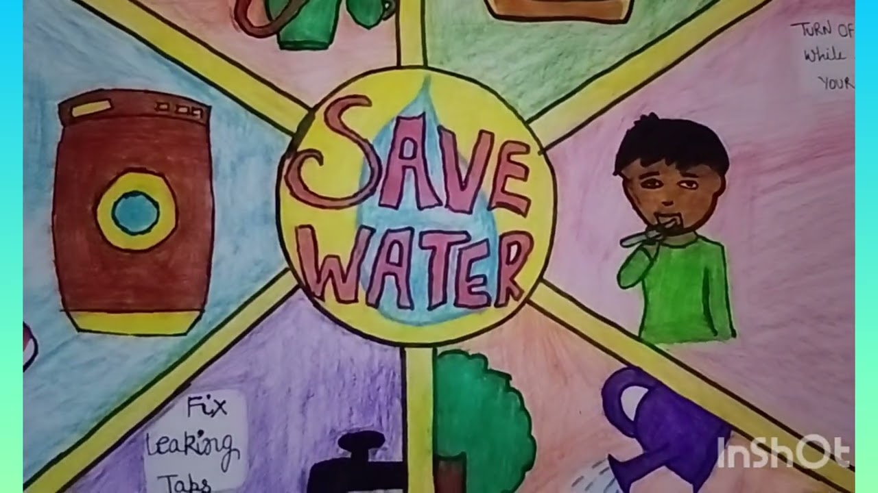 DIY/Poster on save water 💦💦 SCHOOL PROJECT CREATIVITY 🎨