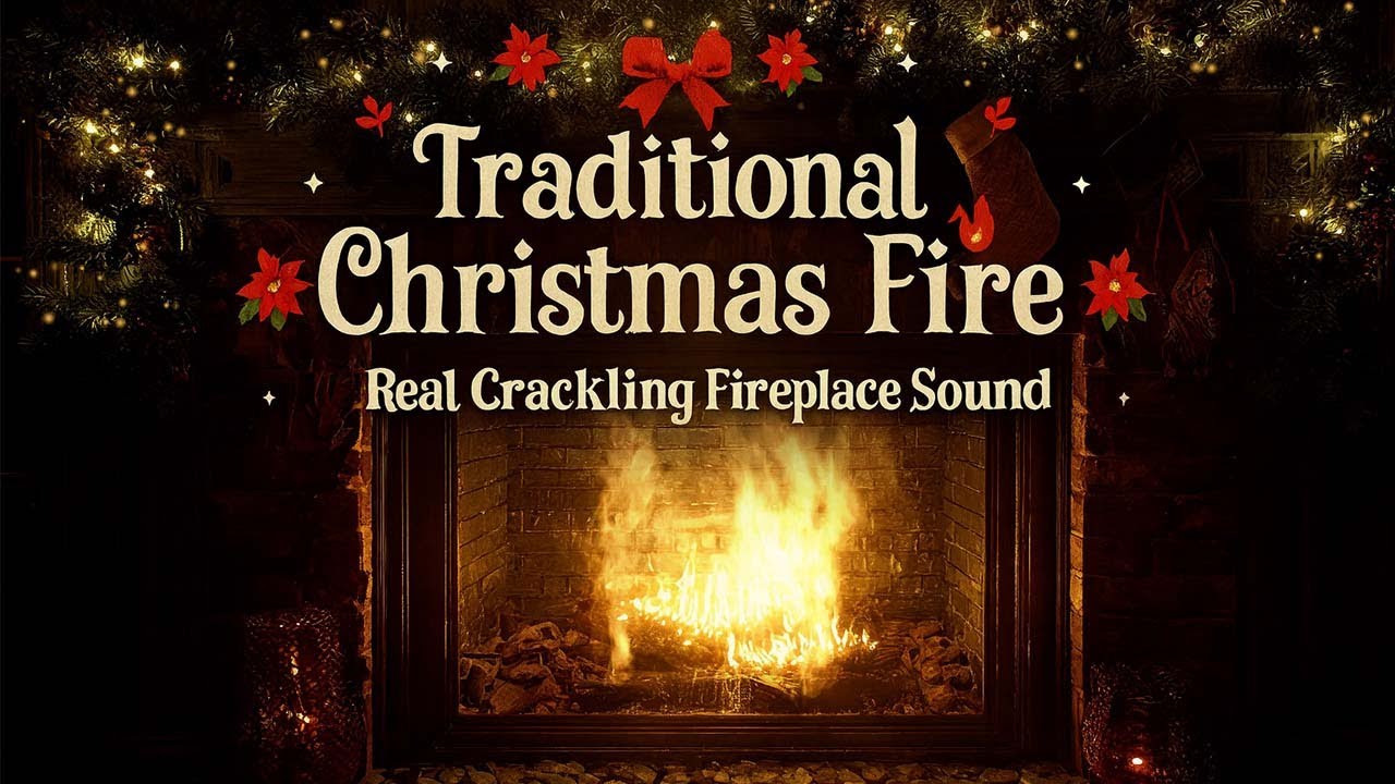 Traditional Christmas Fire 🔥 Real Crackling Fireplace Sound for Calm Winter Nights No Music