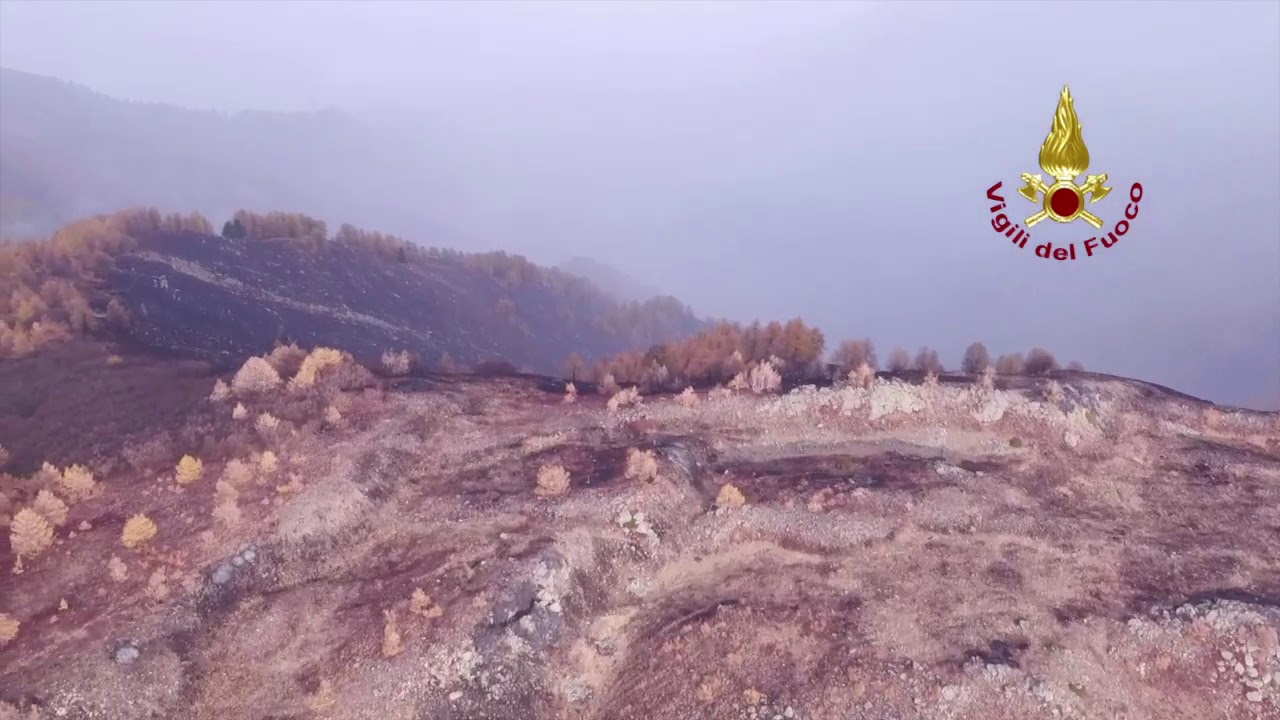 Riprese aeree dal drone dei Vigili del Fuoco degli incendi di vegetazione in Val di Susa