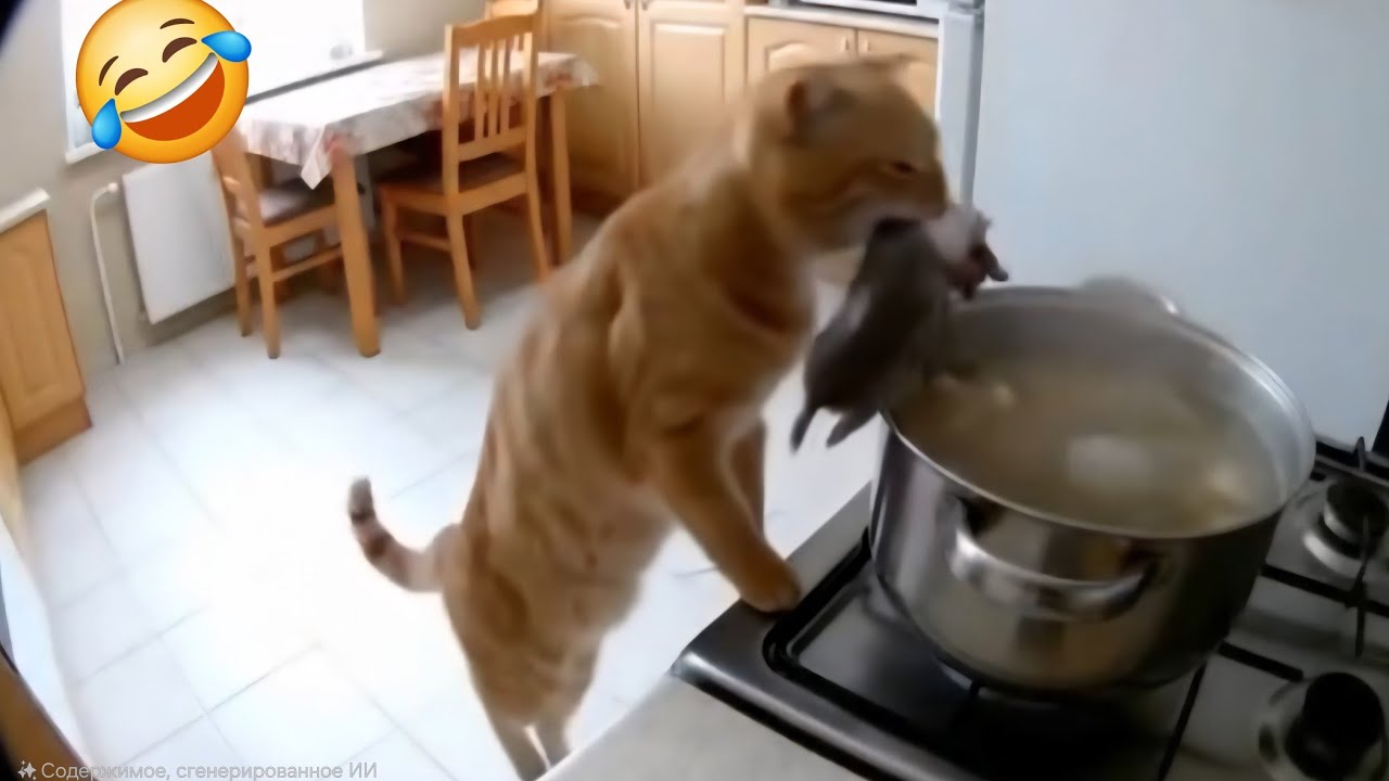Смешные видео с кошками и собаками 2025 года.😂