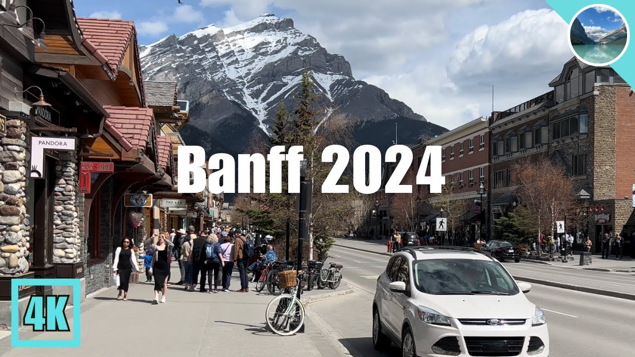 Banff Walk 🇨🇦 Banff town in May afternoon