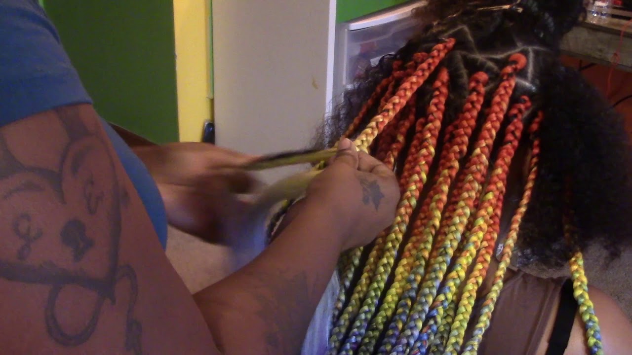 HOW TO RAINBOW BOXBRAIDS|TUCKING W COLOR