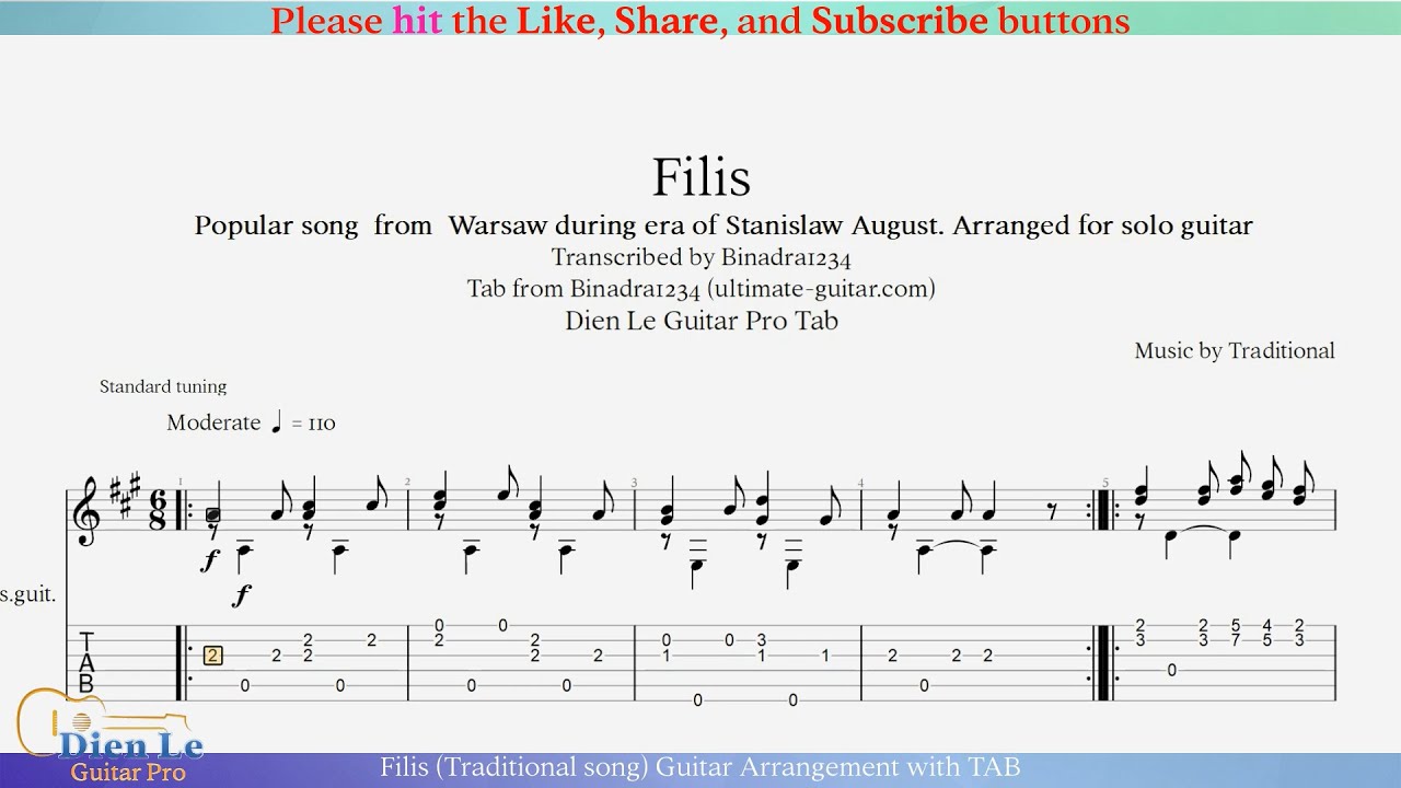 Filis (Traditional song) Guitar Arrangement with TAB