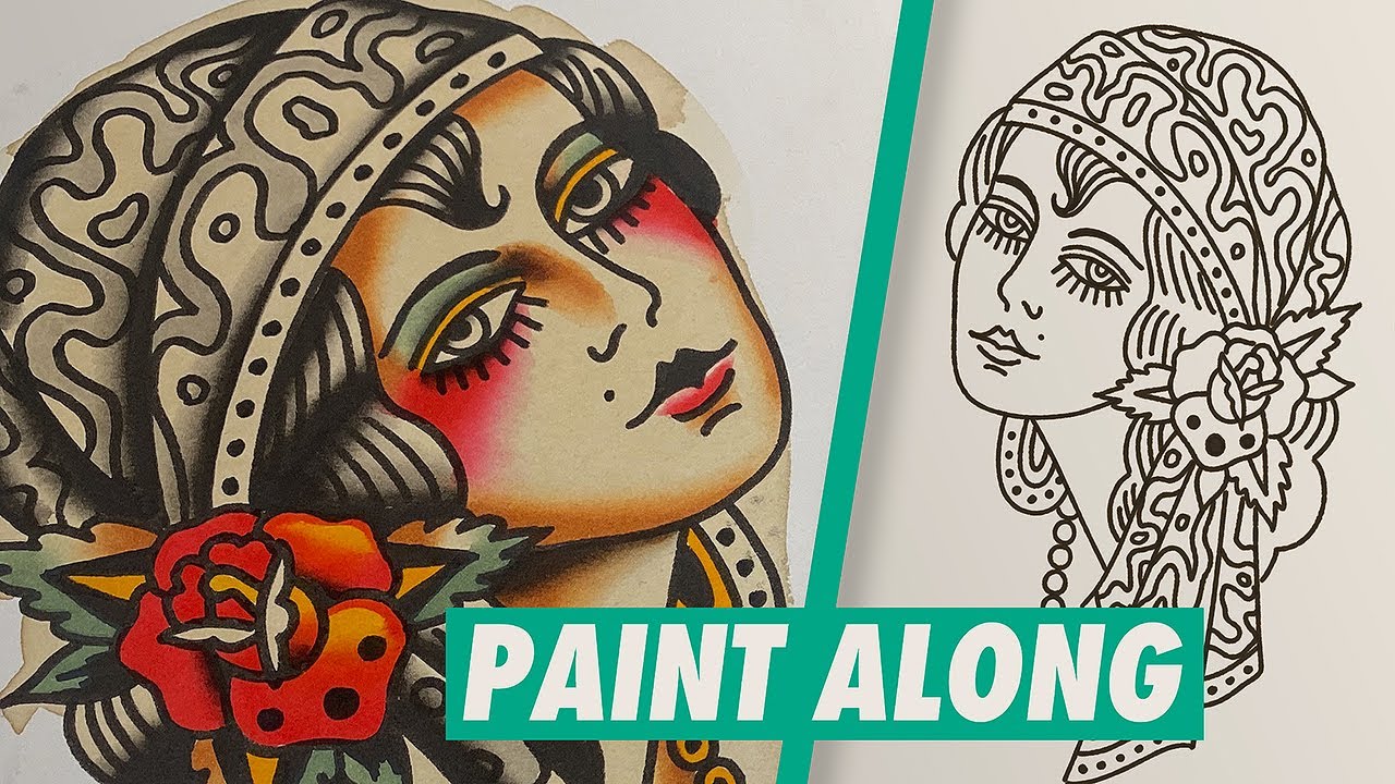 TATTOO FLASH - Paint Along [Gypsy Girl]