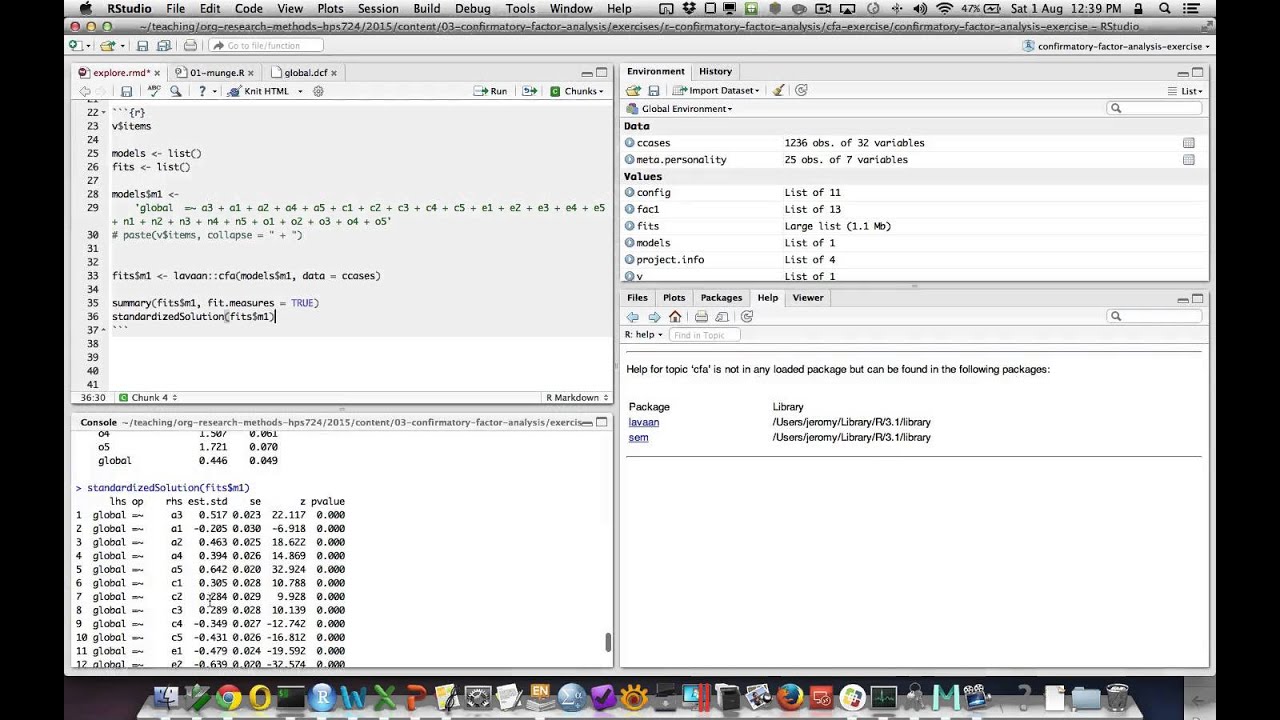 Confirmatory Factor Analysis in R using lavaan