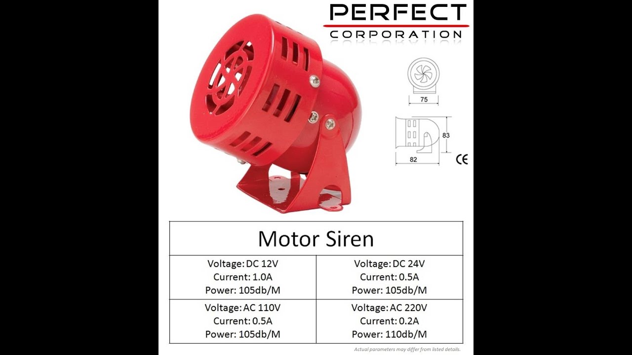 Mini Motor Siren 220V AC / 12V / 24V Supply