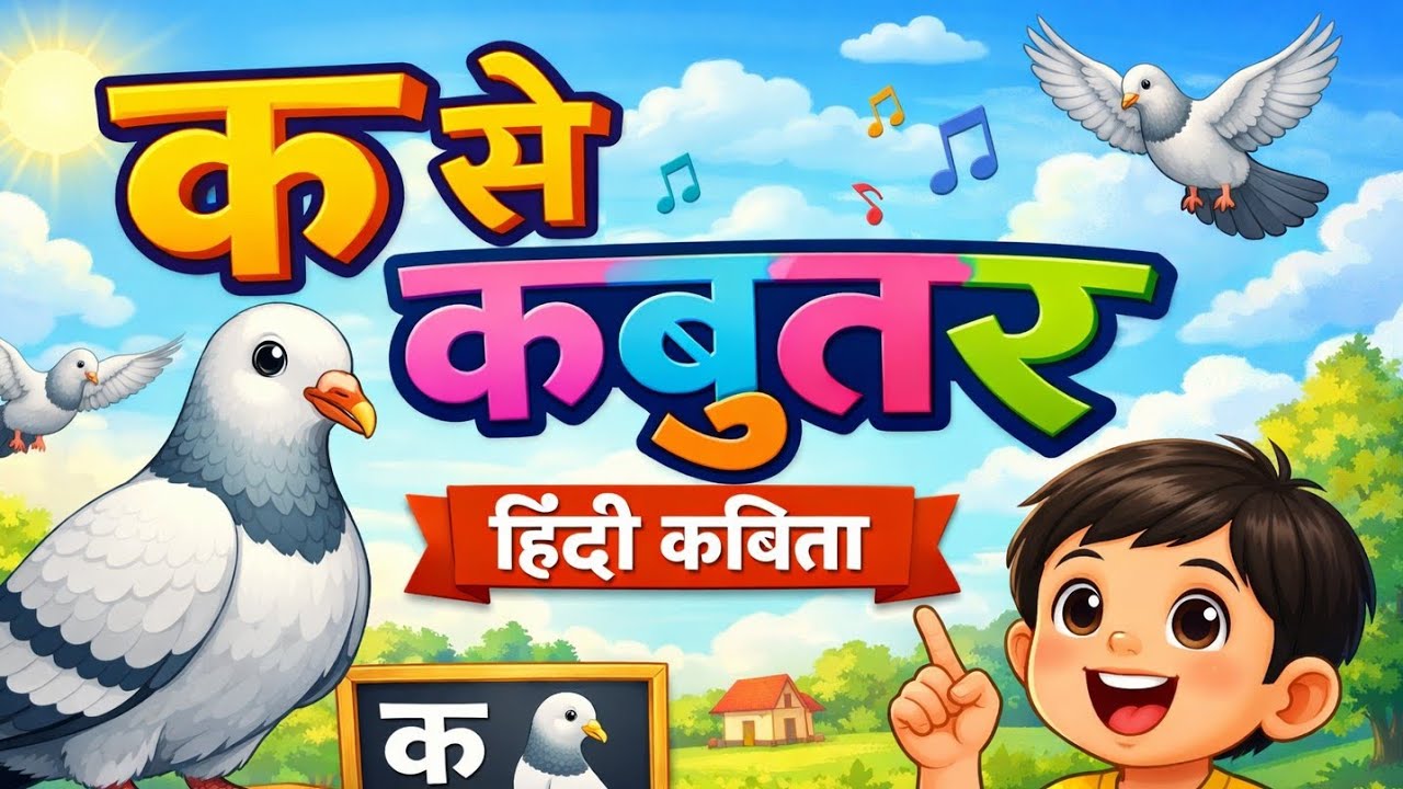 K Se Kabutar | Hindi Alphabet Song for Kids | क से कबूतर Nursery Rhyme