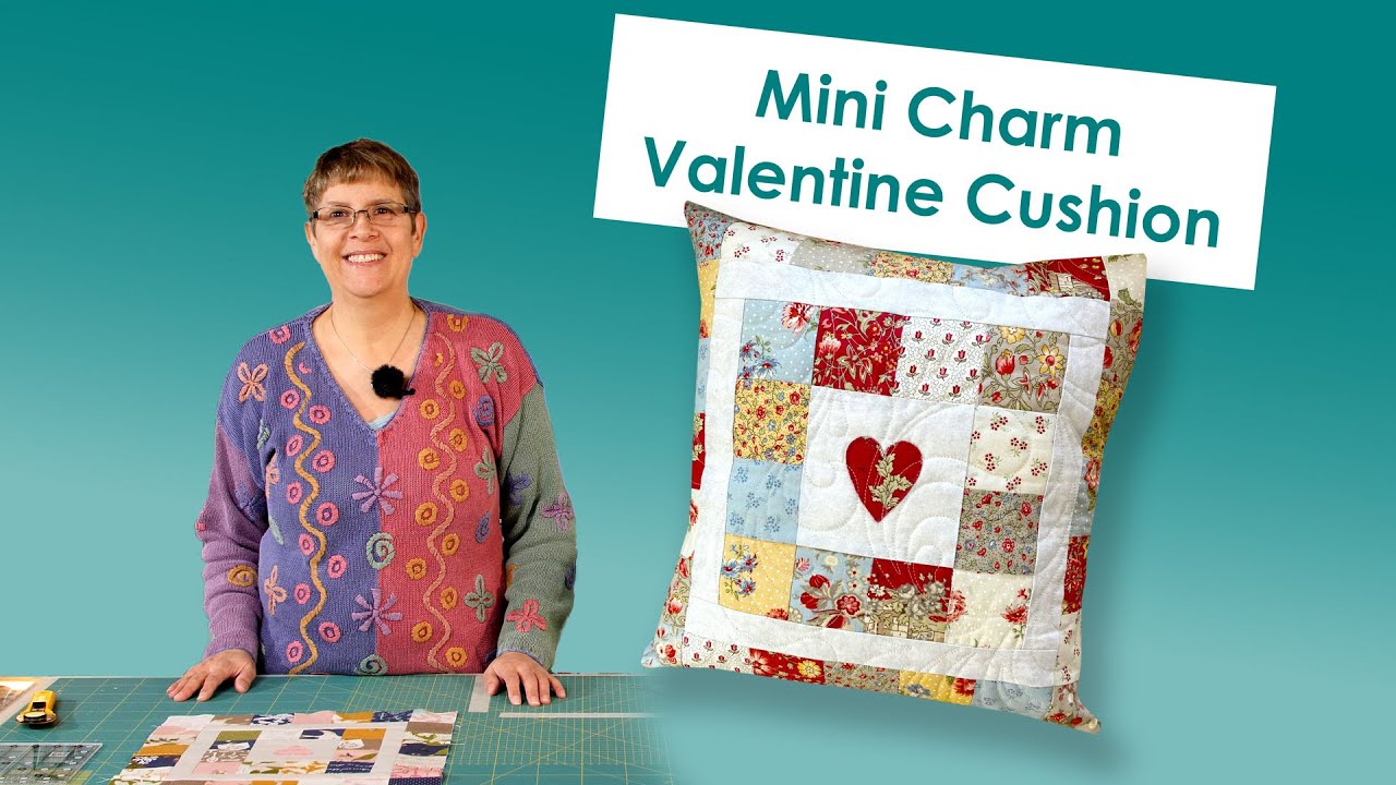 How to make a quilted Mini Charm Valentine heart cushion