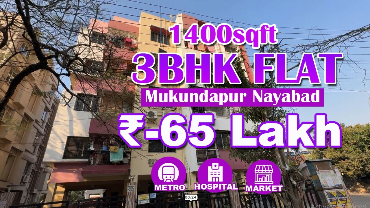 1400sqft 3BHK Flats in Mukundapur Kolkata, Near Hospital & Metro Station  | Ready to Move flats