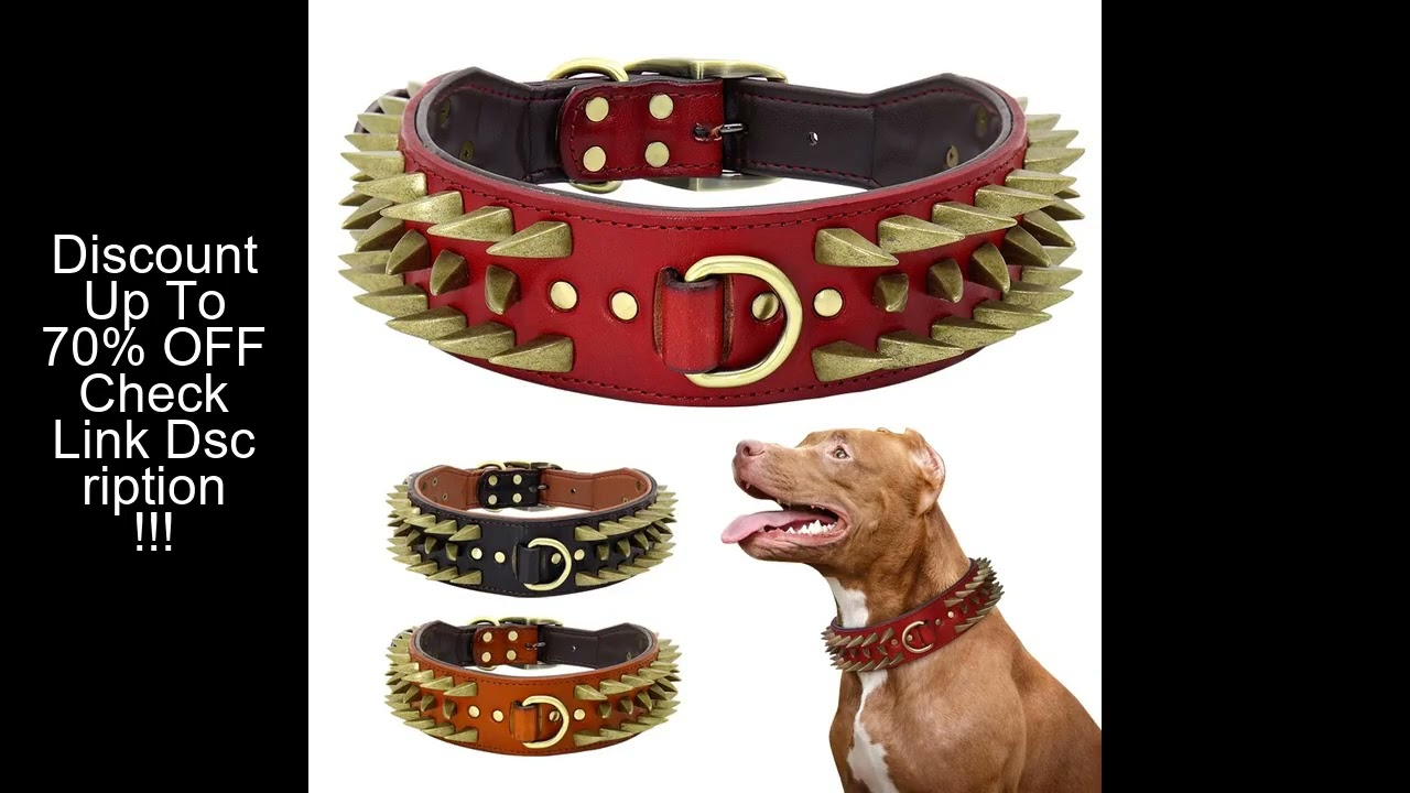 Cool Spiked Studded Leather Dog Collar Strong Big Dog Collars For Medium Large Dogs Pitbull Bulldog