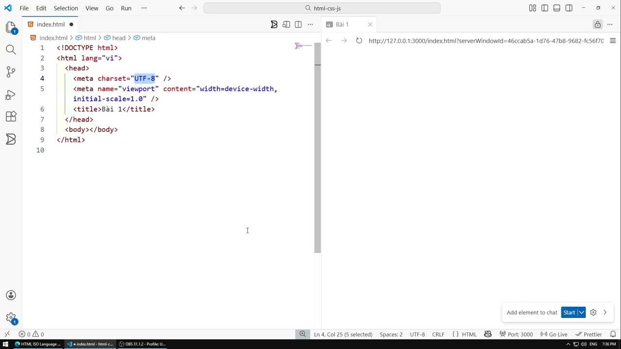 [HTML, CSS] Bài 1 - Cấu trúc file html