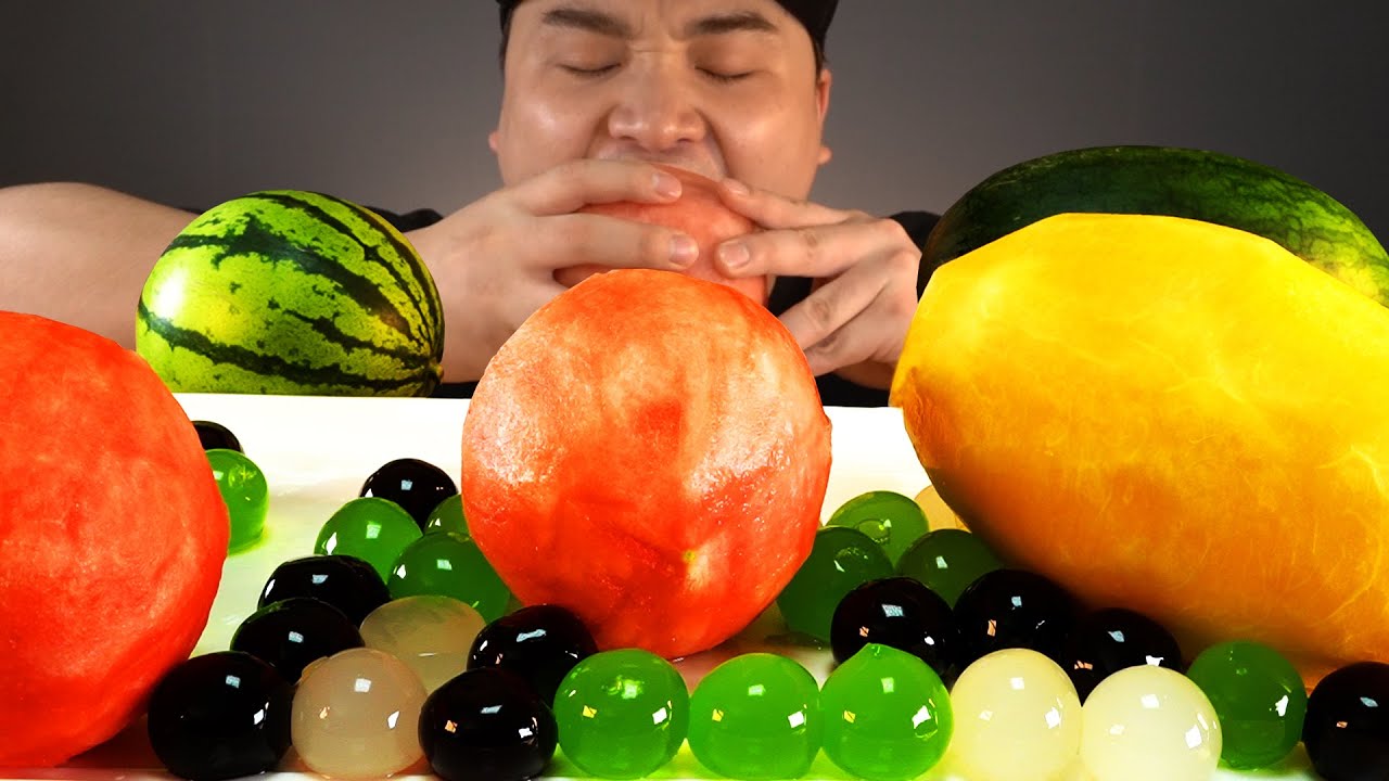 시원한 애플수박, 블랙수박 그리고 국내젤리 먹방~!! 리얼사운드 social eating Mukbang(Eating Show)