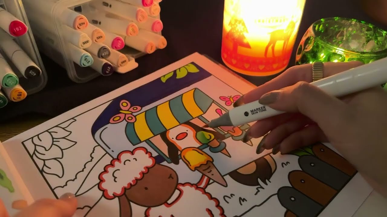 Colour With Me #5 (ASMR) 🍧🌟 | Comfy Life Colouring Book & Winter Markers at Night!