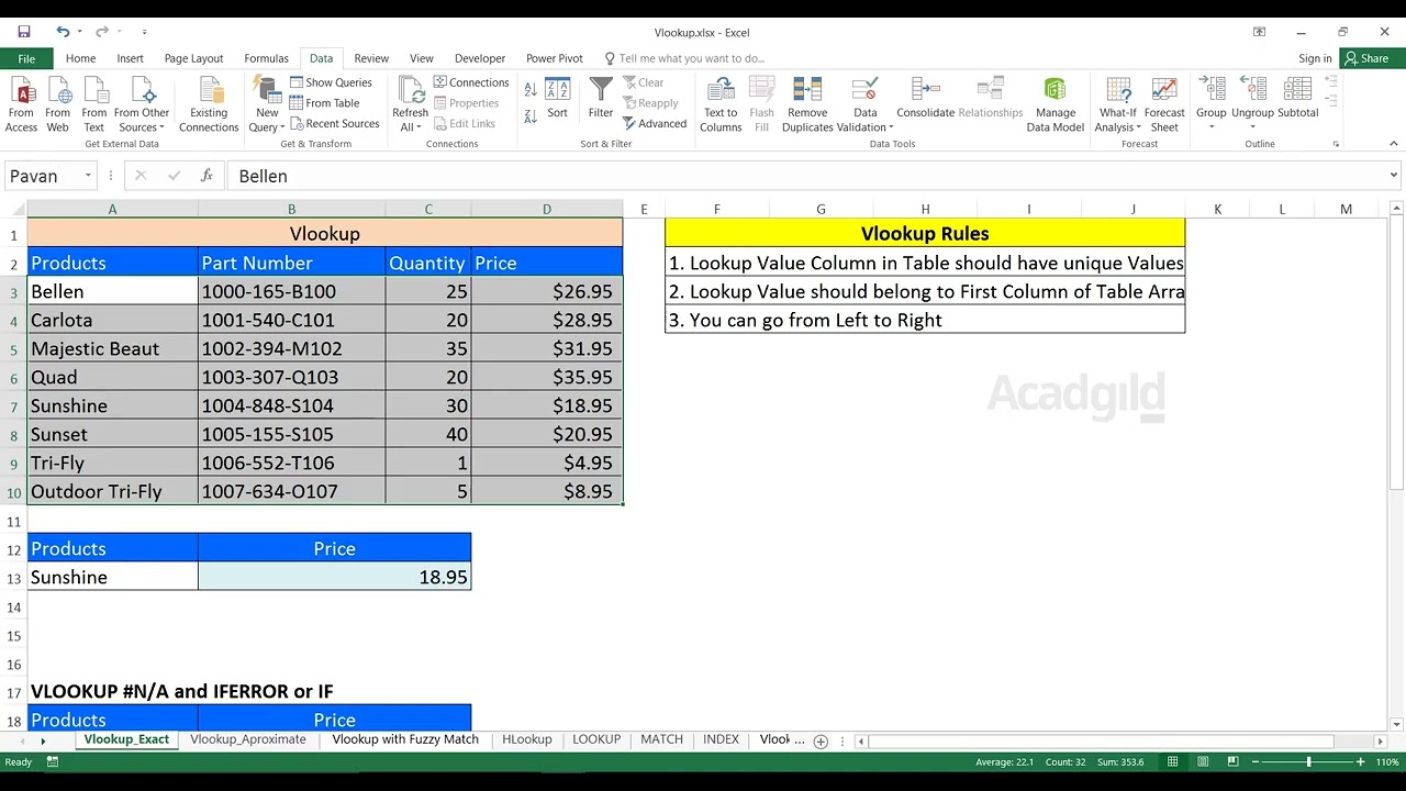 VLOOKUP with Exact Match ｜ How to Use VLOOKUP ｜ MS Excel VLOOKUP Tutorials for Beginners 2018 Part 1