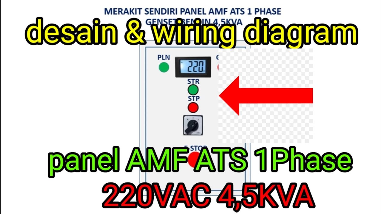 desain & wiring  panel AMF ATS 1phase 4,5KVA Genset Bensin